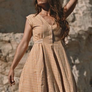 Robe Joséphine vichy camel