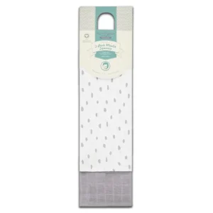 Lot de 2 Langes en Mousseline Petits Points Gris