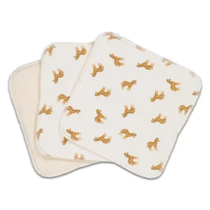 Lot de 3 Grandes Lingettes Lavables Sarah Zebra Blanches