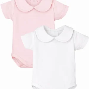 Lot de 2 bodies bébé manches courtes – Blanc & Nude