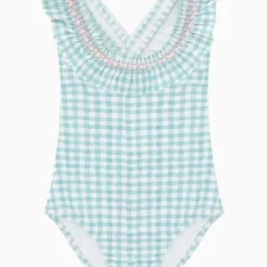 Maillot de bain fille vichy – Turquoise