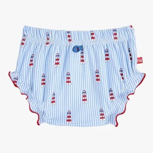 Maillot de bain bloomer rayé – Bleu/blanc