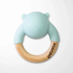 Bear Baby Teether Natural Wood Silicone Gum Soother