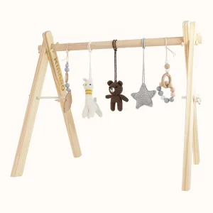 Wooden Baby Gym | Bear and Lama Play Gym Set with Star Toy