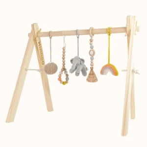 Wooden Baby Gym | Rainbow Play Gym Set with Animal Toys