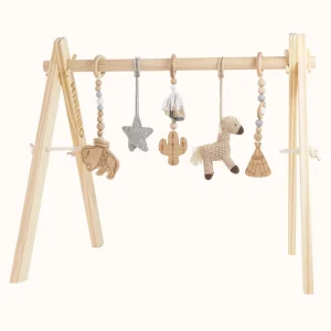 Wooden Baby Gym | Wild Western Set with Horse & Buffalo