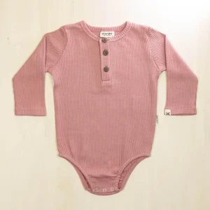Organic Baby Romper Long Sleeve Henley Winter Bodysuit