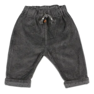 Pantalon en Velours Corduroy avec Cordelette Gris Anthracite