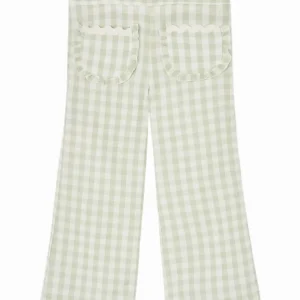 Pantalon fille vichy à liseré fantaisie – Vert