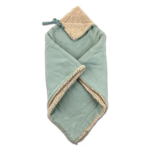 Poncho Evolutif Double-Gaze Vert de Gris & Sherpa Ourson
