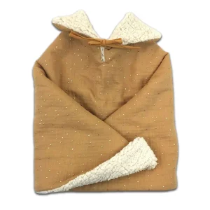 Poncho Evolutif Double-Gaze Camel & Sherpa Ecrue
