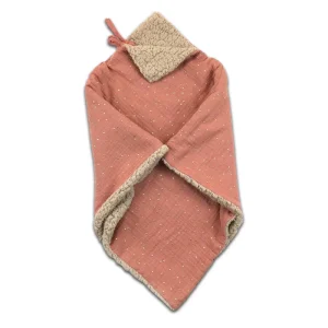 Poncho Evolutif Double-Gaze Rose Marsala & Sherpa Ourson