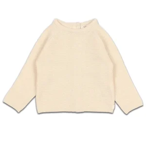 Pull Col Rond en Tricot Ecru