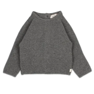 Pull Col Rond en Tricot Gris