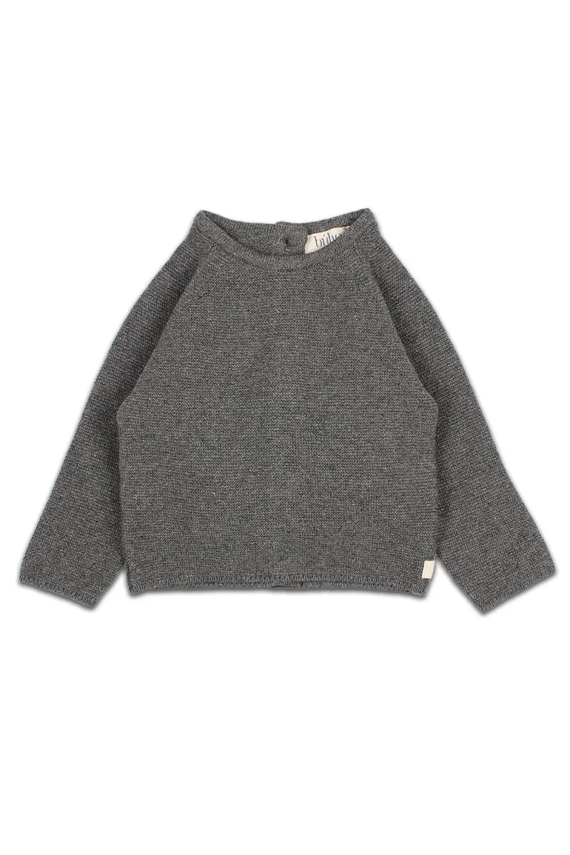 Pull Col Rond en Tricot Gris