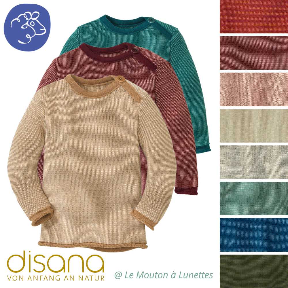 Pullover bébé en laine mérinos bio col boutonné - Disana – Image 3
