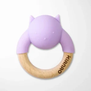 Cat Baby Teether Wooden Ring Silicone Teething Toy