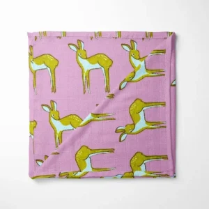Organic Cotton Baby Blanket Eco-Friendly Purple Deer Pattern