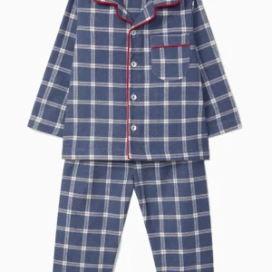Pyjama enfant mixte à carreaux – Bleu