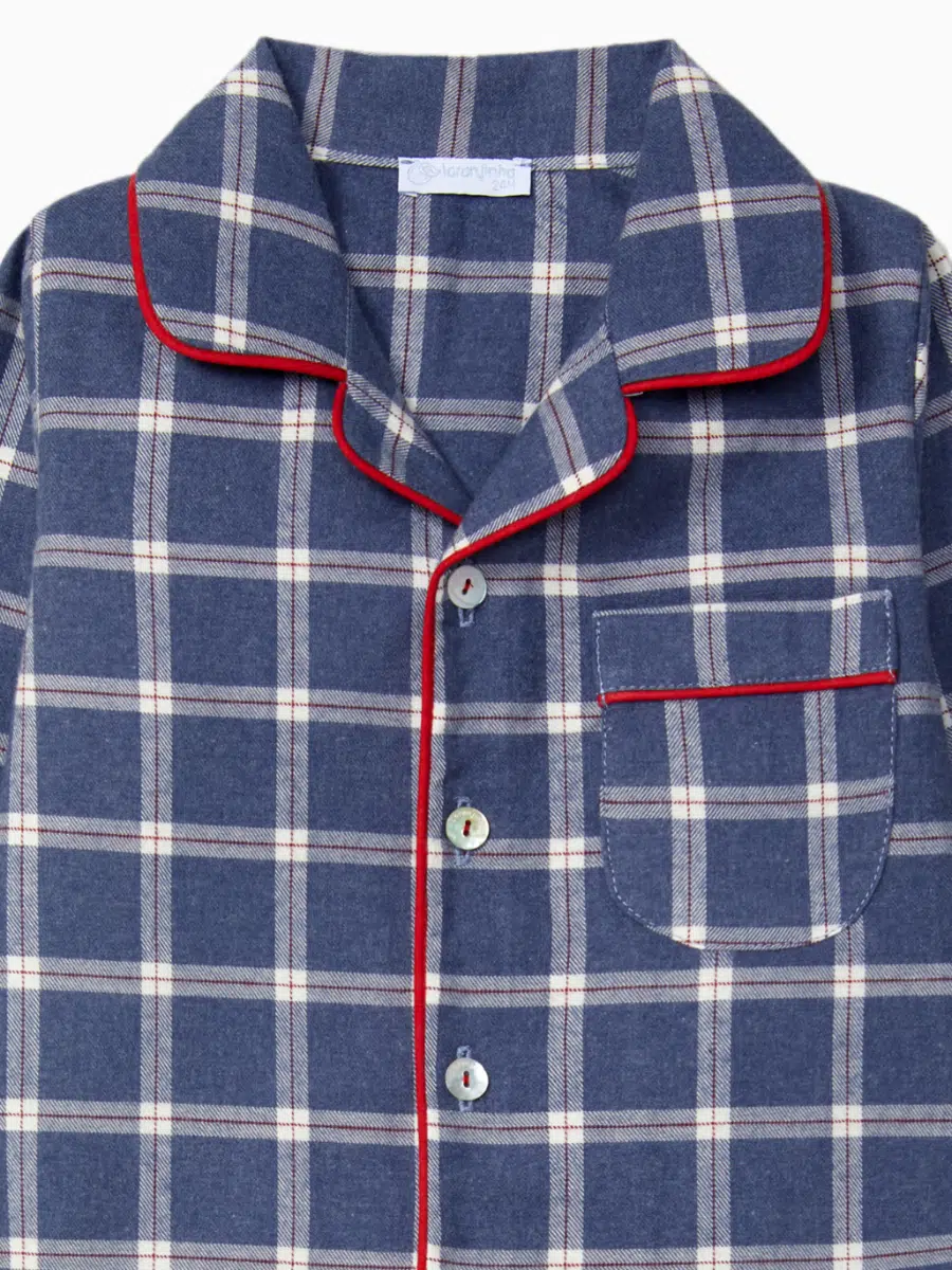 Pyjama enfant mixte à carreaux – Bleu – Image 3
