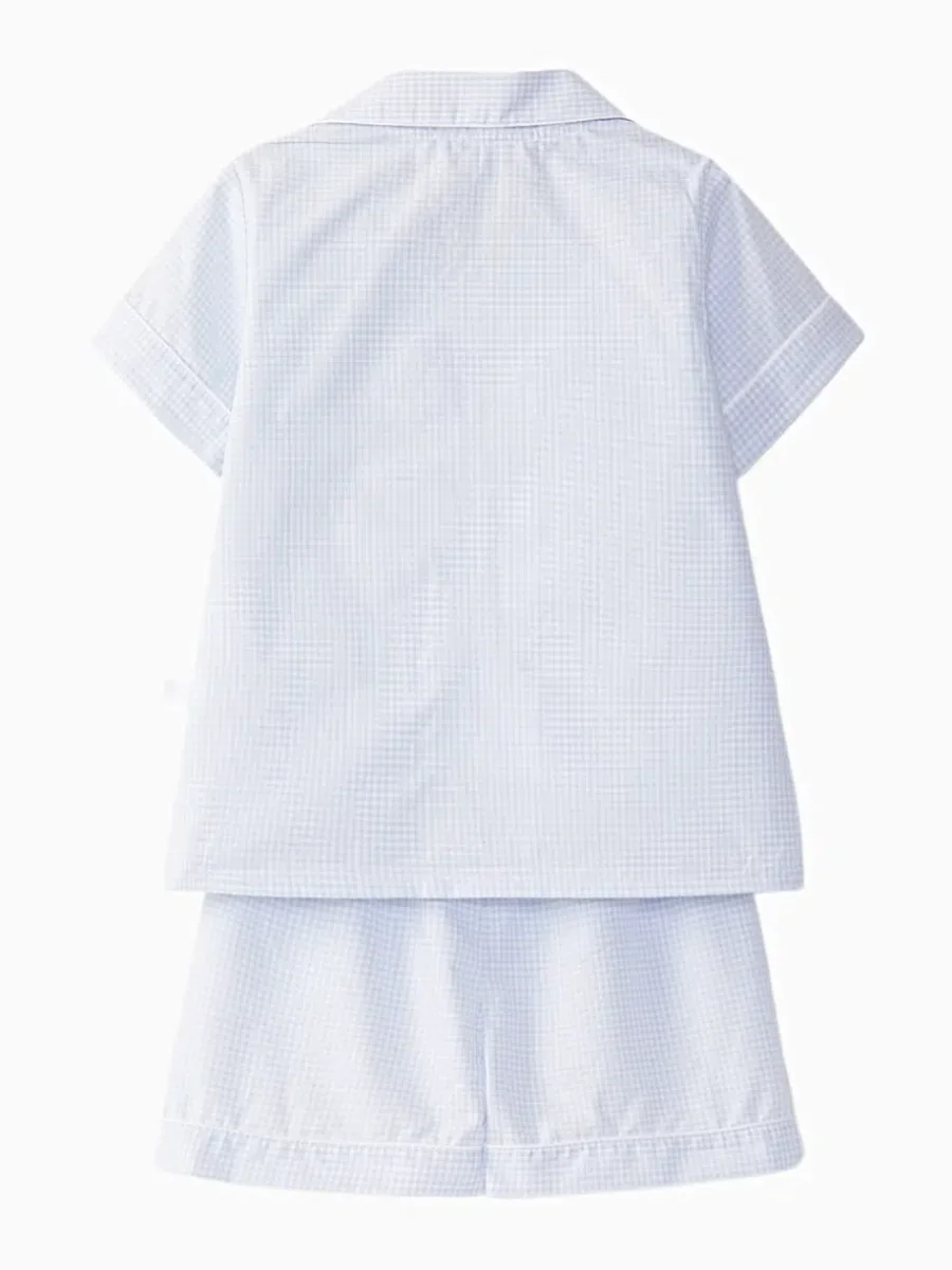Pyjama garçon vichy – Bleu ciel/gris pâle – Image 5