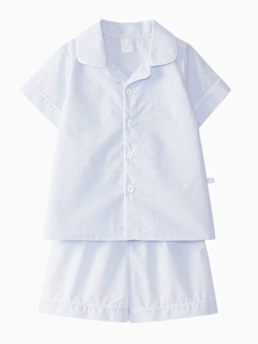 Pyjama garçon vichy – Bleu ciel/gris pâle – Image 4