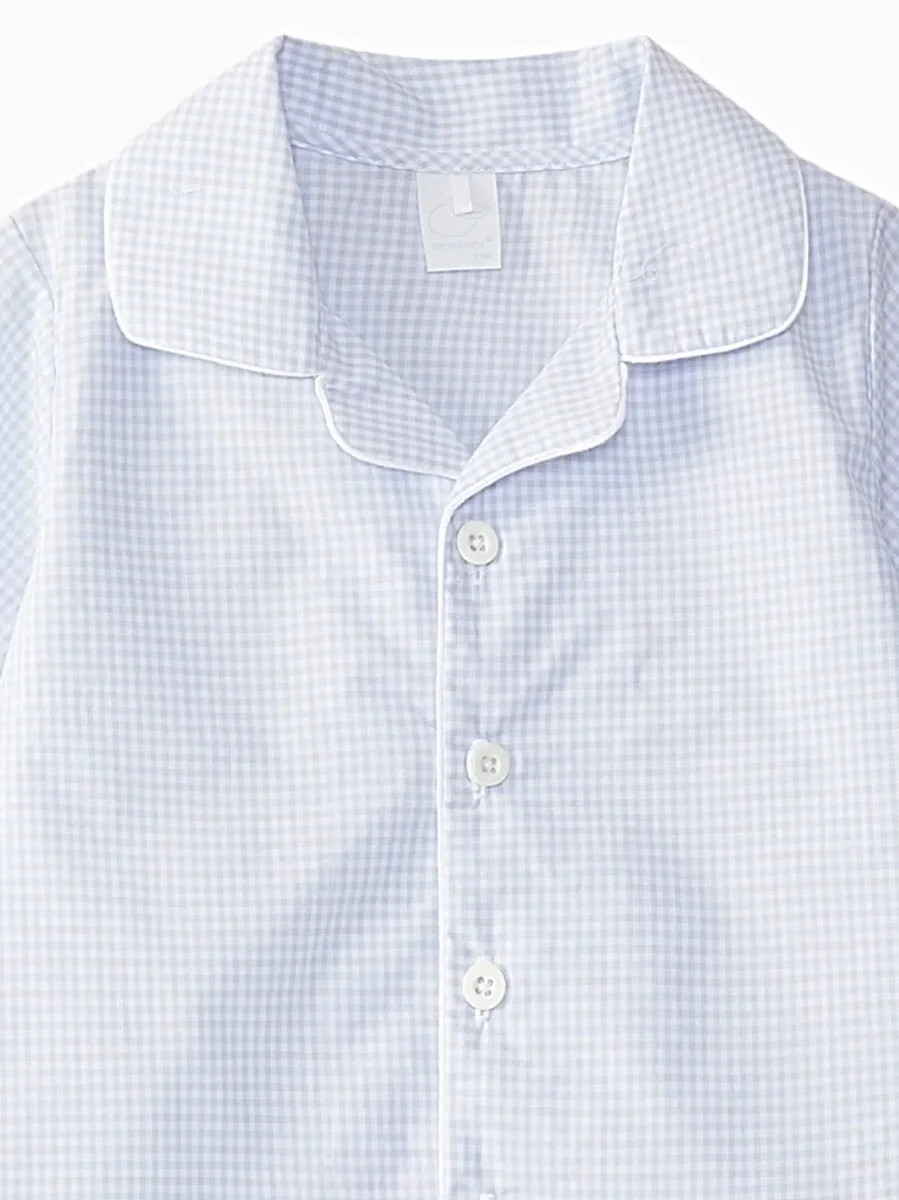 Pyjama garçon vichy – Bleu ciel/gris pâle – Image 3