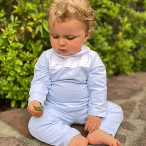 Pyjama bébé garçon deux pièces à col chemise – Bleu ciel