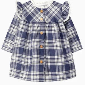 Robe bébé fille à carreaux – Bleu/blanc