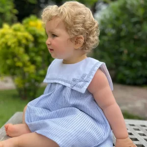 Robe bébé fille rayée à grand col esprit marin