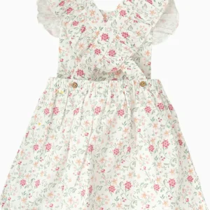 Robe enfant fille à fleurs – Rose/vert