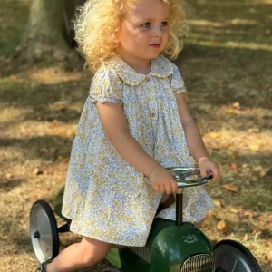 Robe fillette à fleurs – Jaune