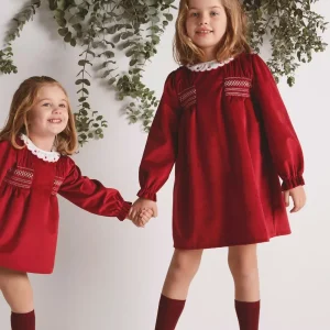 Robe de Noël bébé fille en velours – Rouge
