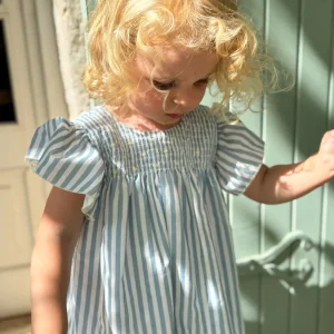 Robe légère rayée – Bleu méditerannée/blanc