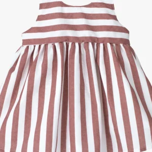 Robe enfant fille rayée – Argile/blanc