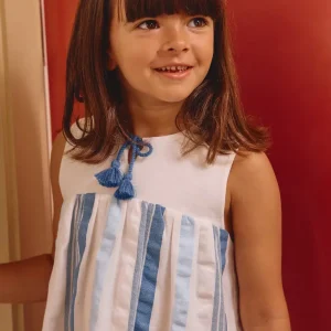 Robe à rayures texturées – Blanc/bleu