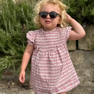 Ensemble bébé fille robe courte vichy et bloomer – Rose