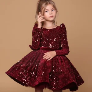 Robe cérémonie fille Illumination Bordeaux