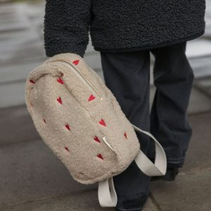 Petit sac à dos enfant Teddy coeurs | Ecru – Studio Noos