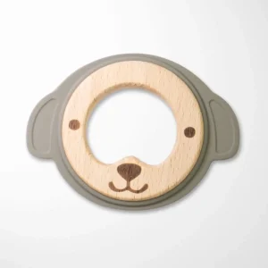 Bear Silicone & Wood Teether Easy-Grip Design for Babies