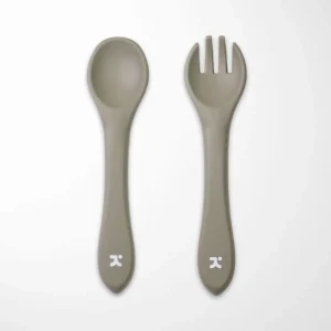 Silicone Baby Spoon and Fork Set Self-Feeding Utensils BPA-Free