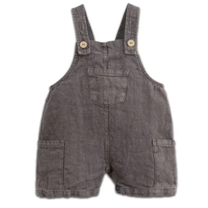 Salopette en Lin Ajustable Gris Anthracite