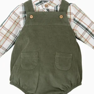 Salopette bébé garçon en velours – Vert