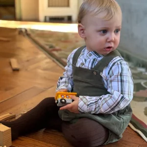 Chemise bébé garçon à carreaux et col mao en coton chaud