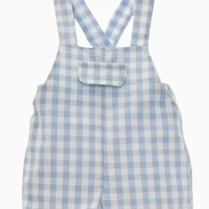 Salopette bébé garçon vichy – Bleu ciel/blanc