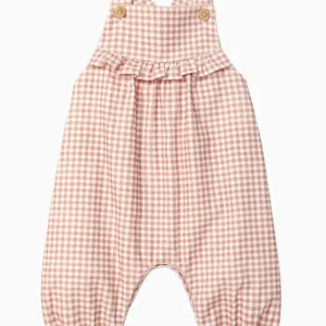 Salopette fille en velours côtelé – Rose/blanc