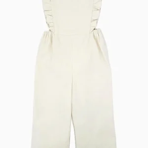 Salopette fille en velours côtelé – Crème