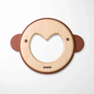 Monkey Baby Teether Wooden Natural Silicone Ear Design