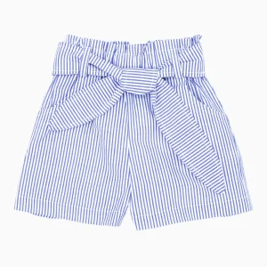 Short seersucker rayé fille – Bleu/blanc