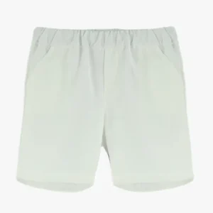 Short garçon en coton et lin – Blanc